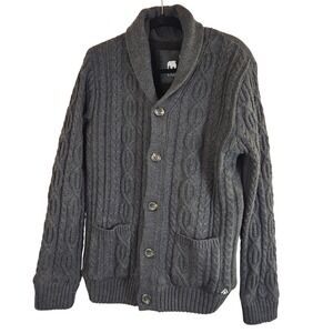 American Stitch Men XL Cable Knit Shawl Collar Cardigan Sweater Jacket Fisherman